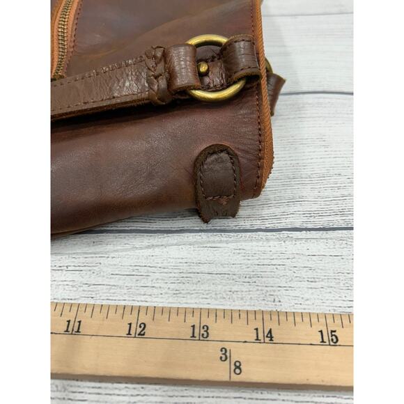 The Sak Brown Leather Boho Braided Strap Zip Pocket Tote Shoulder Crossbody Bag - Picture 16 of 16